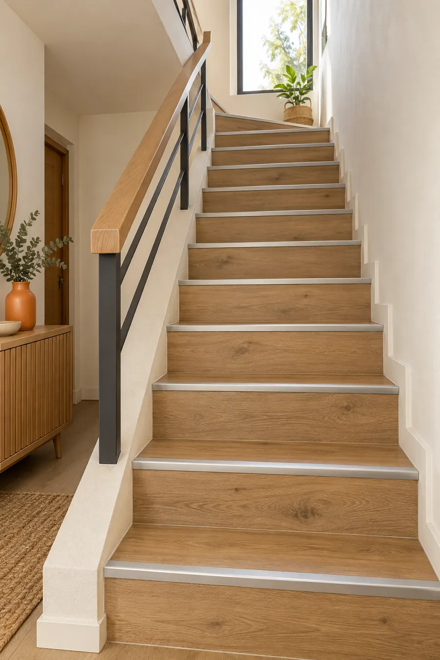 Escalera revestida en piso SPC
